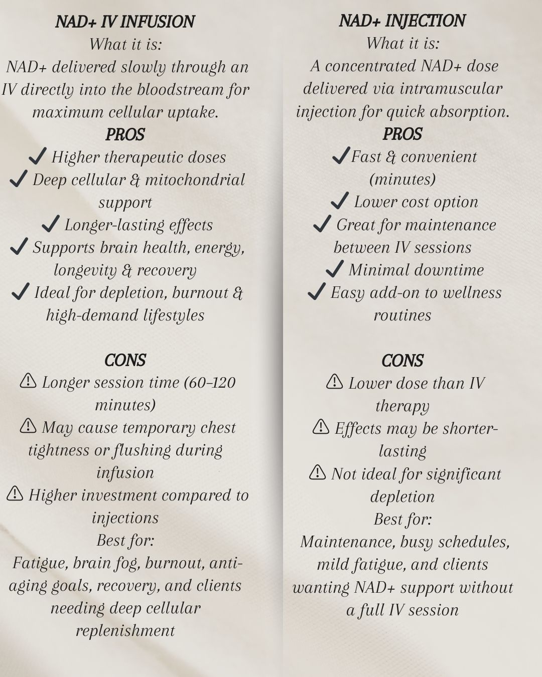 NAD+ infusion pros and cons