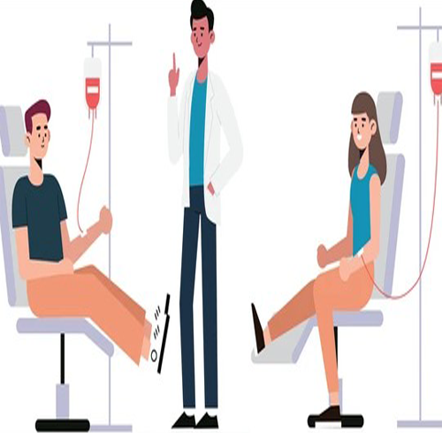 cartoon people getting IV
